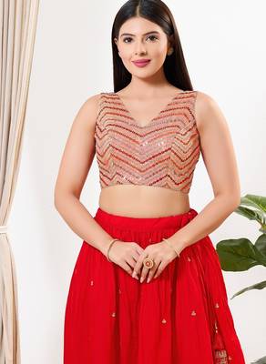 Women's silk padded back open sleeveless saree blouse 1