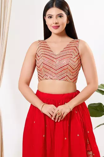 Women's silk padded back open sleeveless saree blouse