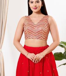 Women's silk padded back open sleeveless saree blouse