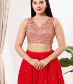 Women's silk padded back open sleeveless saree blouse