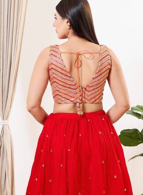 Women's silk padded back open sleeveless saree blouse 2