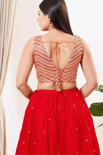 Women's silk padded back open sleeveless saree blouse