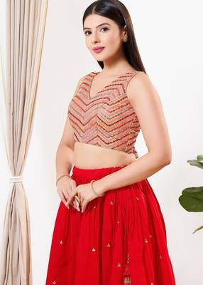 Women's silk padded back open sleeveless saree blouse 3