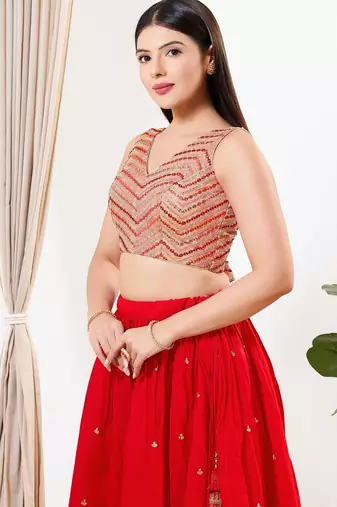 Women's silk padded back open sleeveless saree blouse