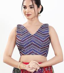 Women's silk padded back open sleeveless saree blouse