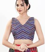 Women's silk padded back open sleeveless saree blouse