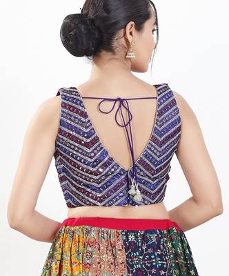 Women's silk padded back open sleeveless saree blouse 2