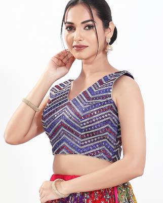 Women's silk padded back open sleeveless saree blouse 3