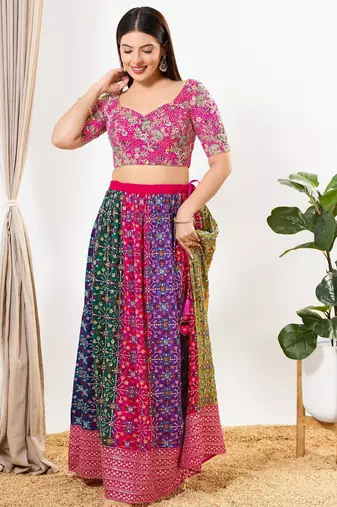 Women's silk padded back open elbow sleeves saree blouse