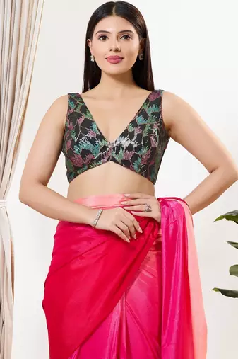 Women's sequence padded back open sleeveless saree blouse
