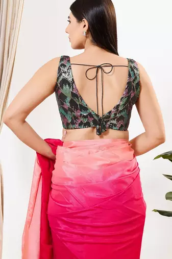 Women's sequence padded back open sleeveless saree blouse