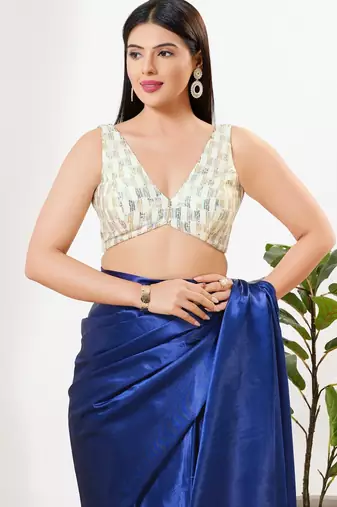 Women's sequence padded back open sleeveless saree blouse