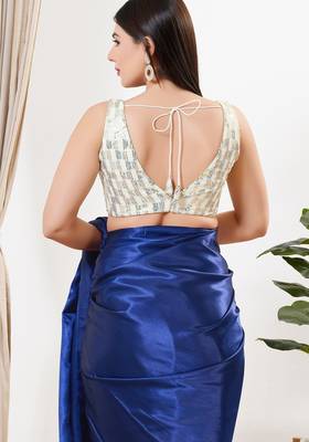 Women's sequence padded back open sleeveless saree blouse 2
