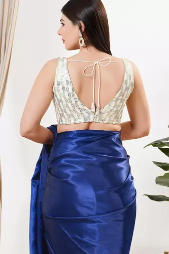 Women's sequence padded back open sleeveless saree blouse