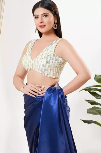 Women's sequence padded back open sleeveless saree blouse