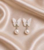 Silver plated elegant butterfly drop earrings
