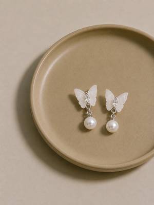 Silver plated elegant butterfly drop earrings 2