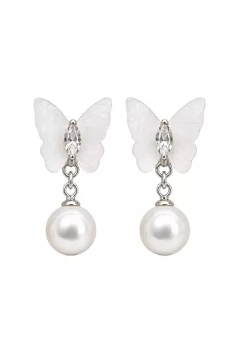 Silver plated elegant butterfly drop earrings
