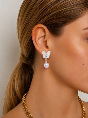 Silver plated elegant butterfly drop earrings 5