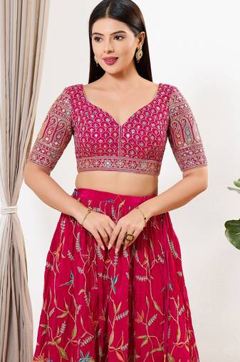 Women's silk padded back open elbow sleeves saree blouse