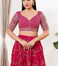 Women's silk padded back open elbow sleeves saree blouse