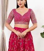 Women's silk padded back open elbow sleeves saree blouse