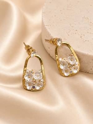 Anti tarnish enamel cz floral drop earrings 3