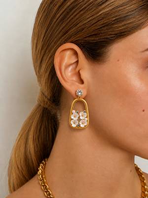 Anti tarnish enamel cz floral drop earrings 5