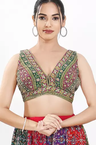 Women's georgette padded back open sleeveless saree blouse