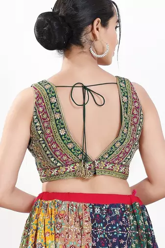 Women's georgette padded back open sleeveless saree blouse