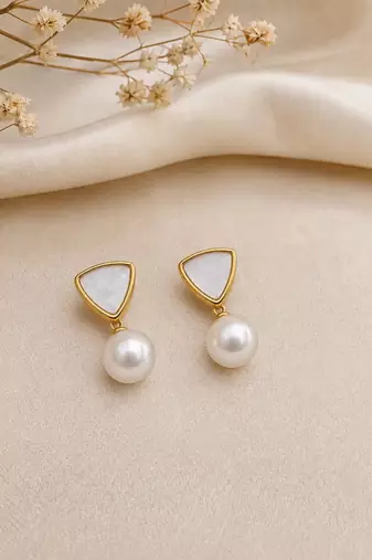 Anti tarnish contemporary  drop earrings