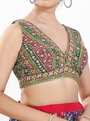 Women's georgette padded back open sleeveless saree blouse 4