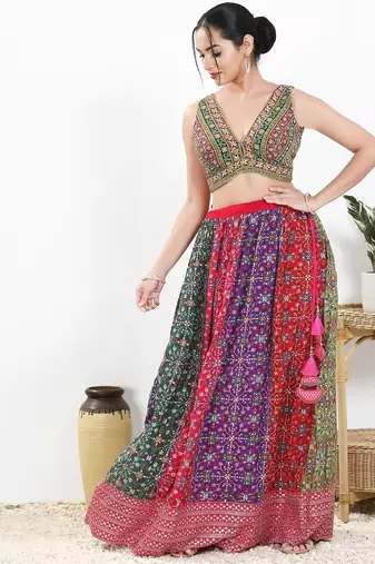 Women's georgette padded back open sleeveless saree blouse