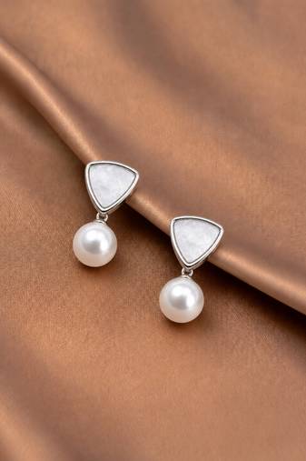 Silver plated contemporary  drop earrings