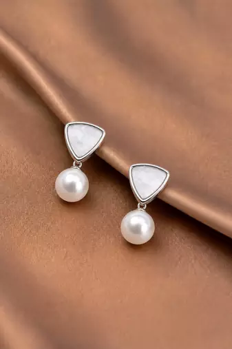 Silver plated contemporary  drop earrings