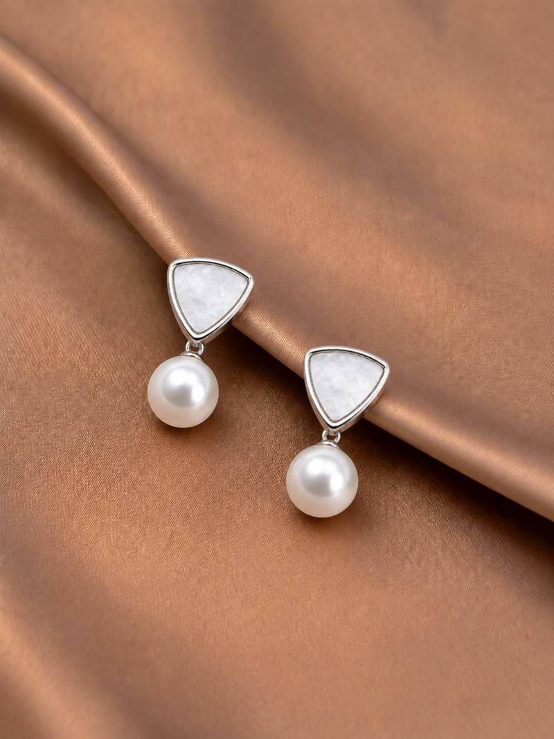 Silver plated contemporary  drop earrings