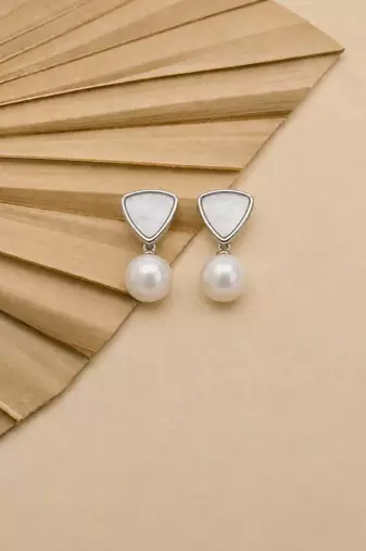 Silver plated contemporary  drop earrings