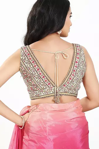 Women's georgette padded back open sleeveless saree blouse