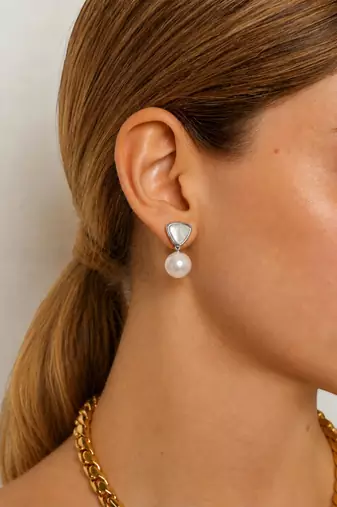Silver plated contemporary  drop earrings