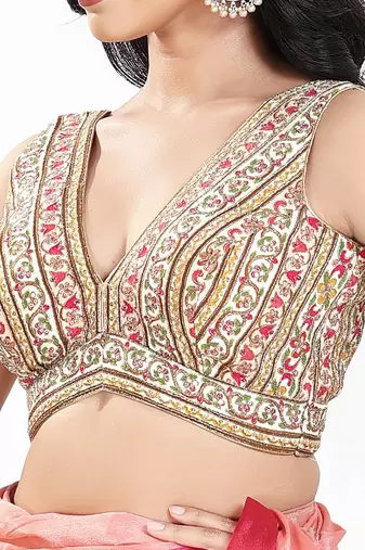 Women's georgette padded back open sleeveless saree blouse