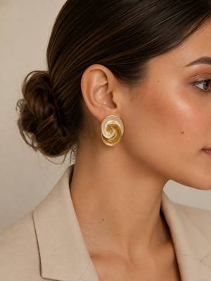 Anti tarnish spiral design stud earrings 5