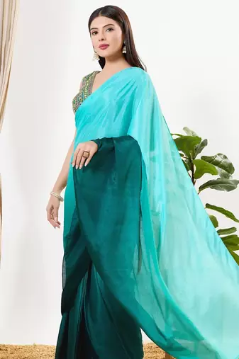 Women's georgette padded back open sleeveless saree blouse