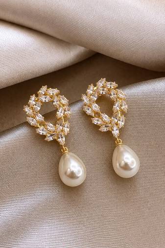 Anti tarnish korean cz drop earrings