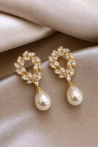 Anti tarnish korean cz drop earrings