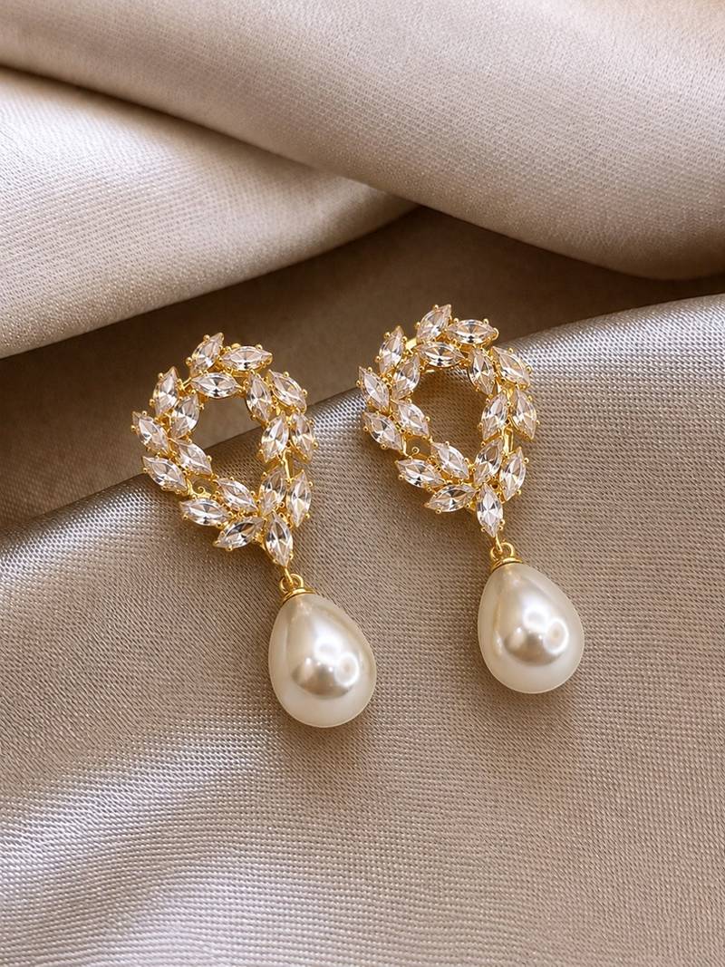 Anti tarnish korean cz drop earrings