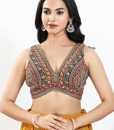 Women's georgette padded back open sleeveless saree blouse