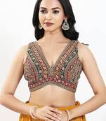 Women's georgette padded back open sleeveless saree blouse