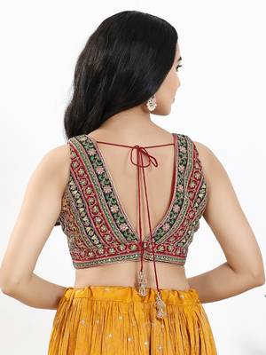 Women's georgette padded back open sleeveless saree blouse 2