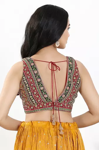 Women's georgette padded back open sleeveless saree blouse