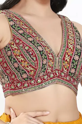 Women's georgette padded back open sleeveless saree blouse